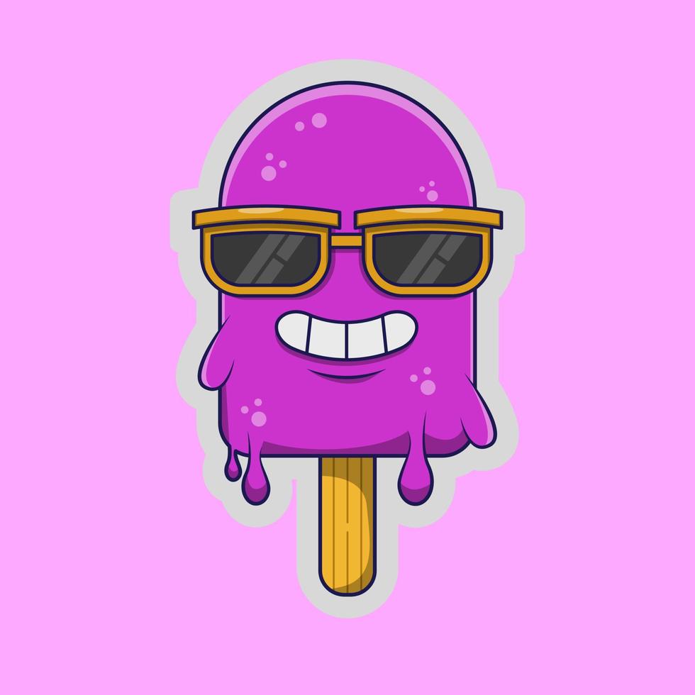 cool and happy ice pop illustration cartoon vector