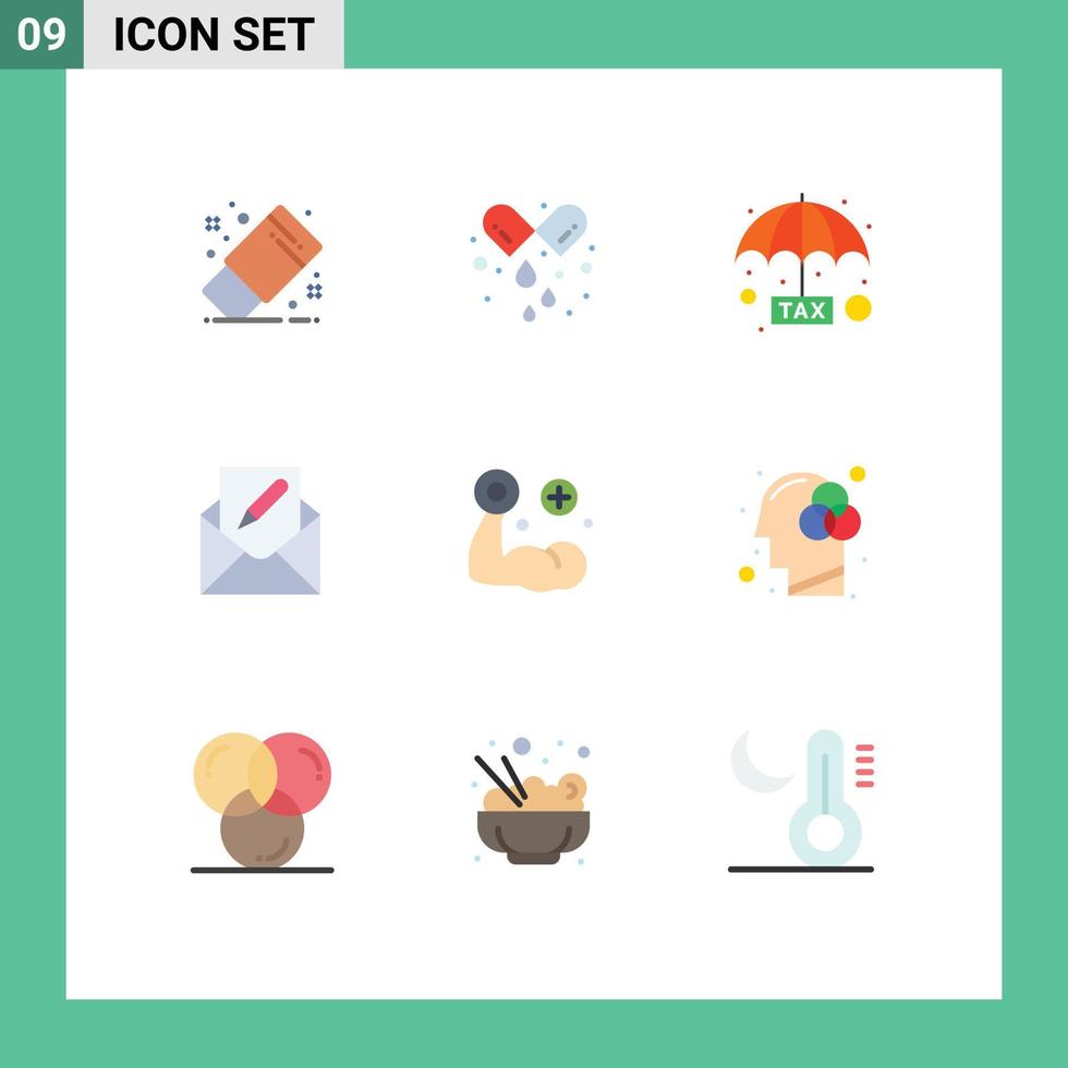 Universal Icon Symbols Group of 9 Modern Flat Colors of fitness envelope evasion email compose Editable Vector Design Elements