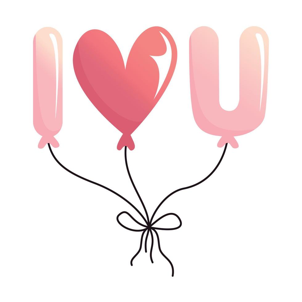 Illustration balloons I love you in flat style. Balloon in the shape of a heart. vector