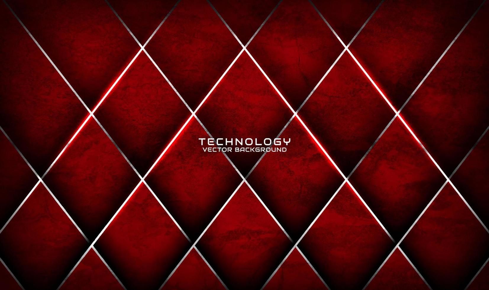 3D red rough grunge techno abstract background overlap layer on dark space with silver rhomb decoration. Modern graphic design element cutout style concept for banner, flyer, card, or brochure cover vector
