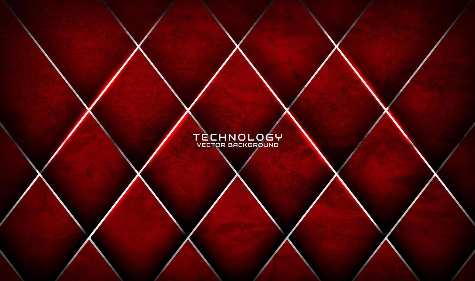 3D red rough grunge techno abstract background overlap layer on dark space with silver rhomb decoration. Modern graphic design element cutout style concept for banner, flyer, card, or brochure cover vector