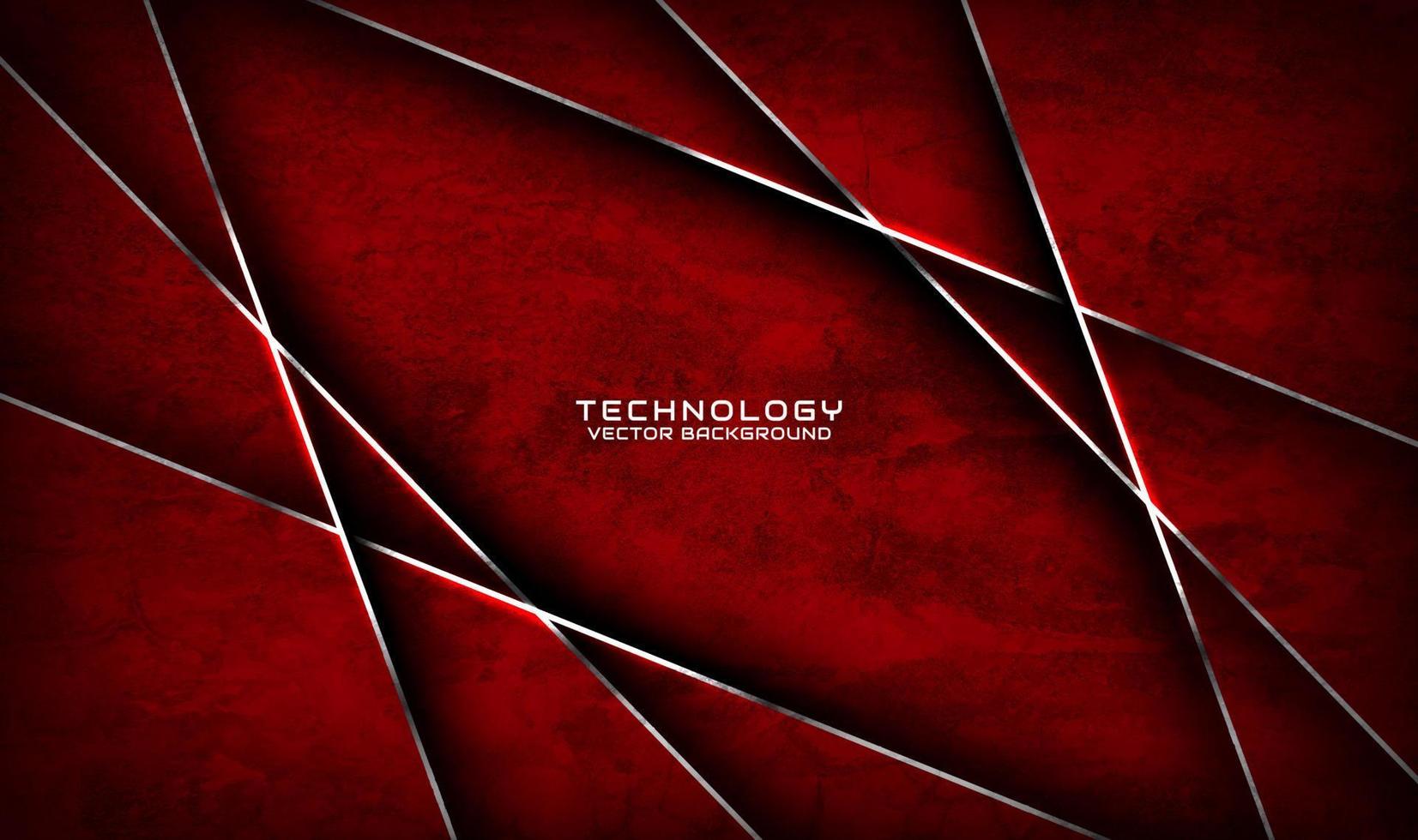 3D red rough grunge techno abstract background overlap layer on dark space with silver lines decoration. Modern graphic design element cutout style concept for banner, flyer, card, or brochure cover vector