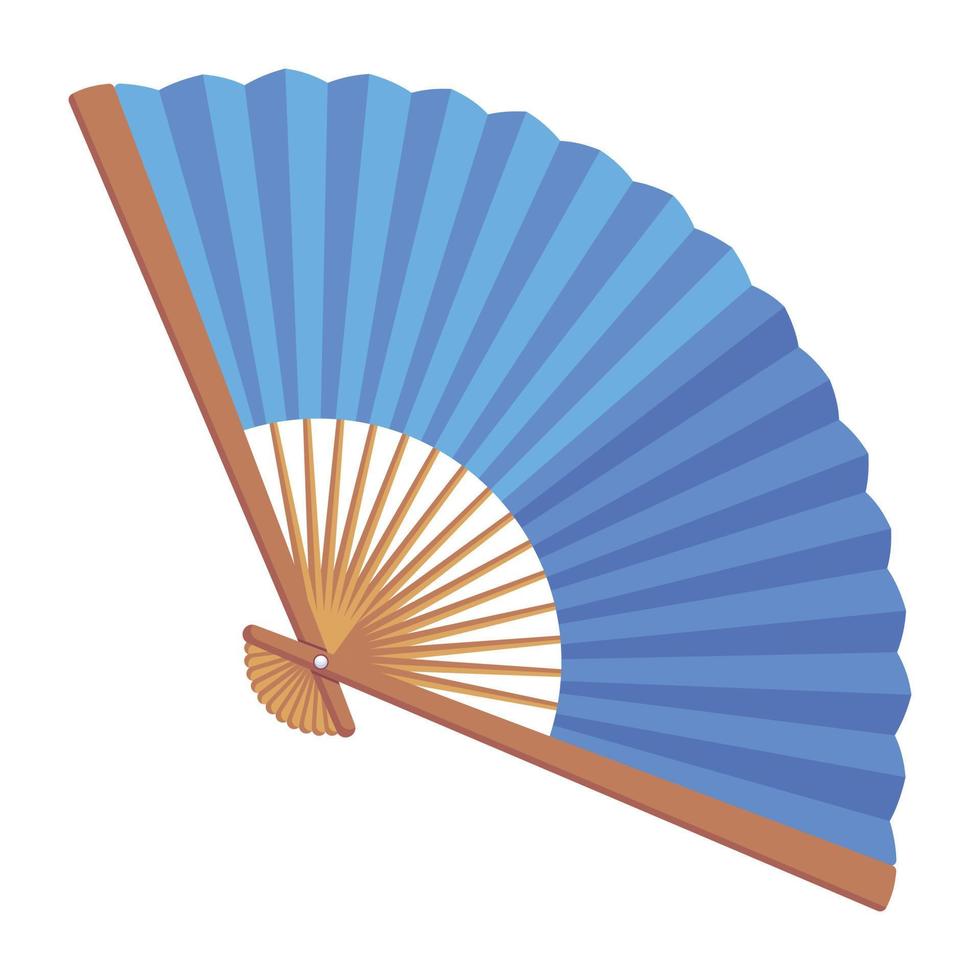 A premium flat icon of hand fan vector