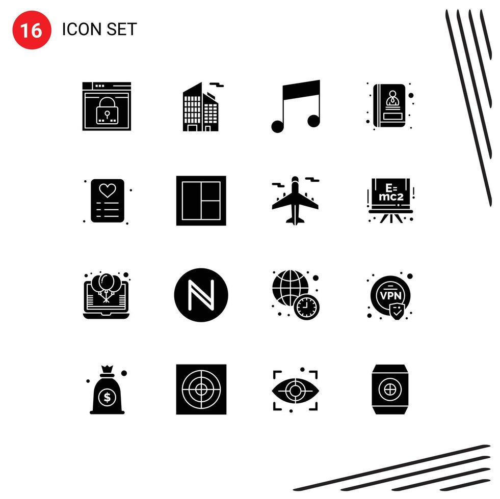 Set of 16 Modern UI Icons Symbols Signs for card shopping skyscraper communication address Editable Vector Design Elements