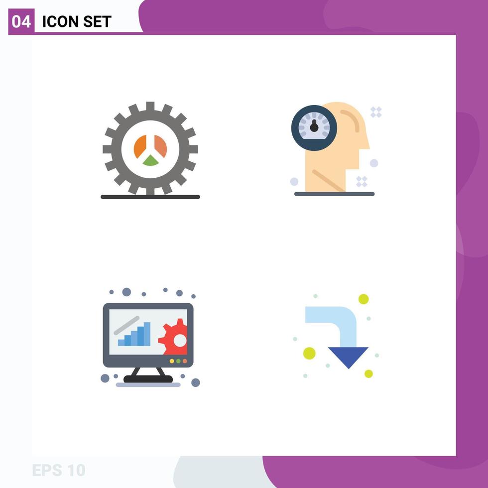 User Interface Pack of 4 Basic Flat Icons of options thinking web design mind data analytics Editable Vector Design Elements