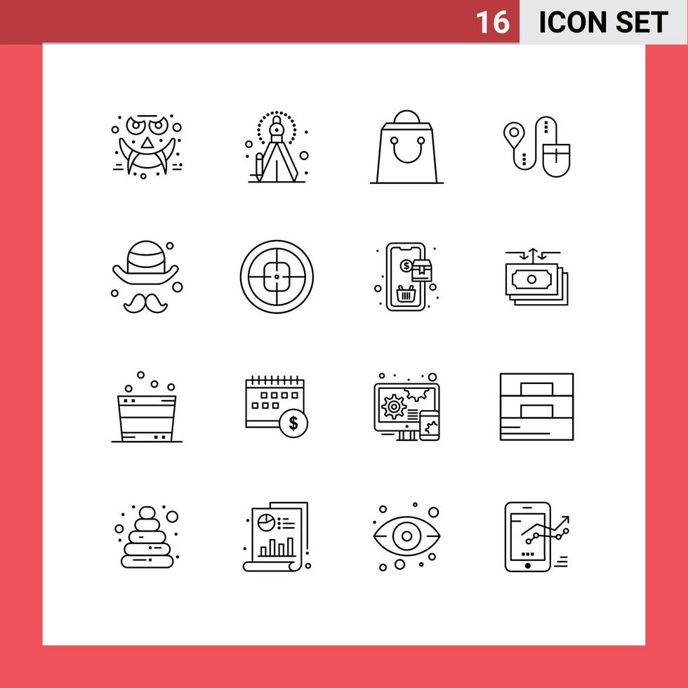 16 Outline concept for Websites Mobile and Apps fathers brim shop avatar search Editable Vector Design Elements