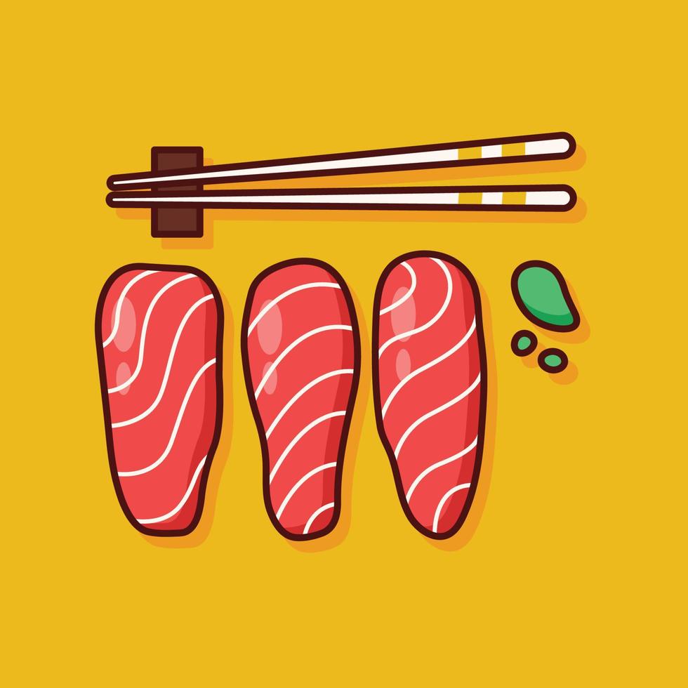 cute sashimi japanese food illustration in flat design vector