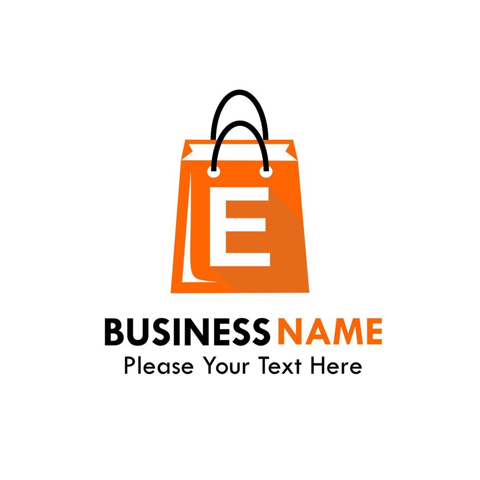 Shop bag logo design template illustration. There are shop bag and font e vector