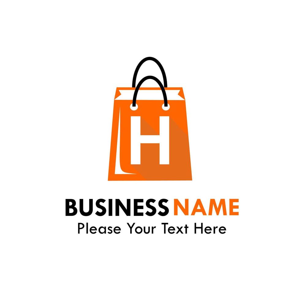 Shop bag logo design template illustration. There are shop bag and font h vector