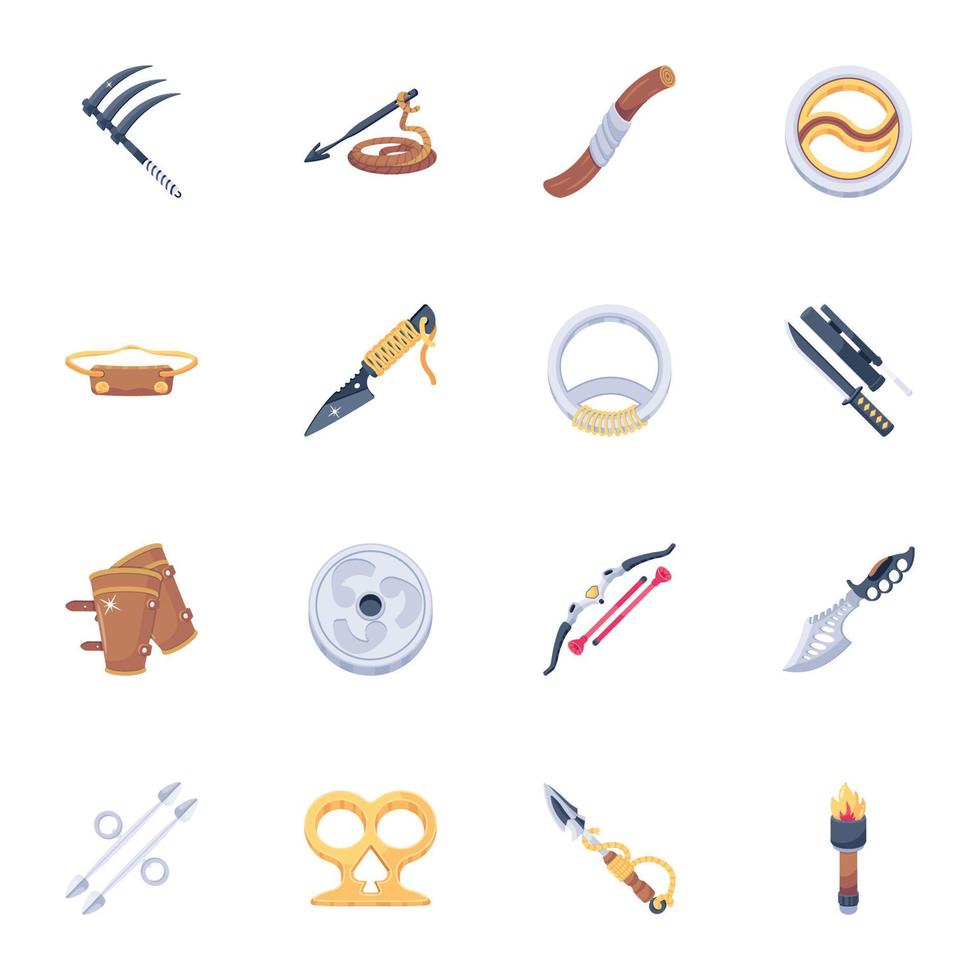 Set of Martial Art Flat Icons vector