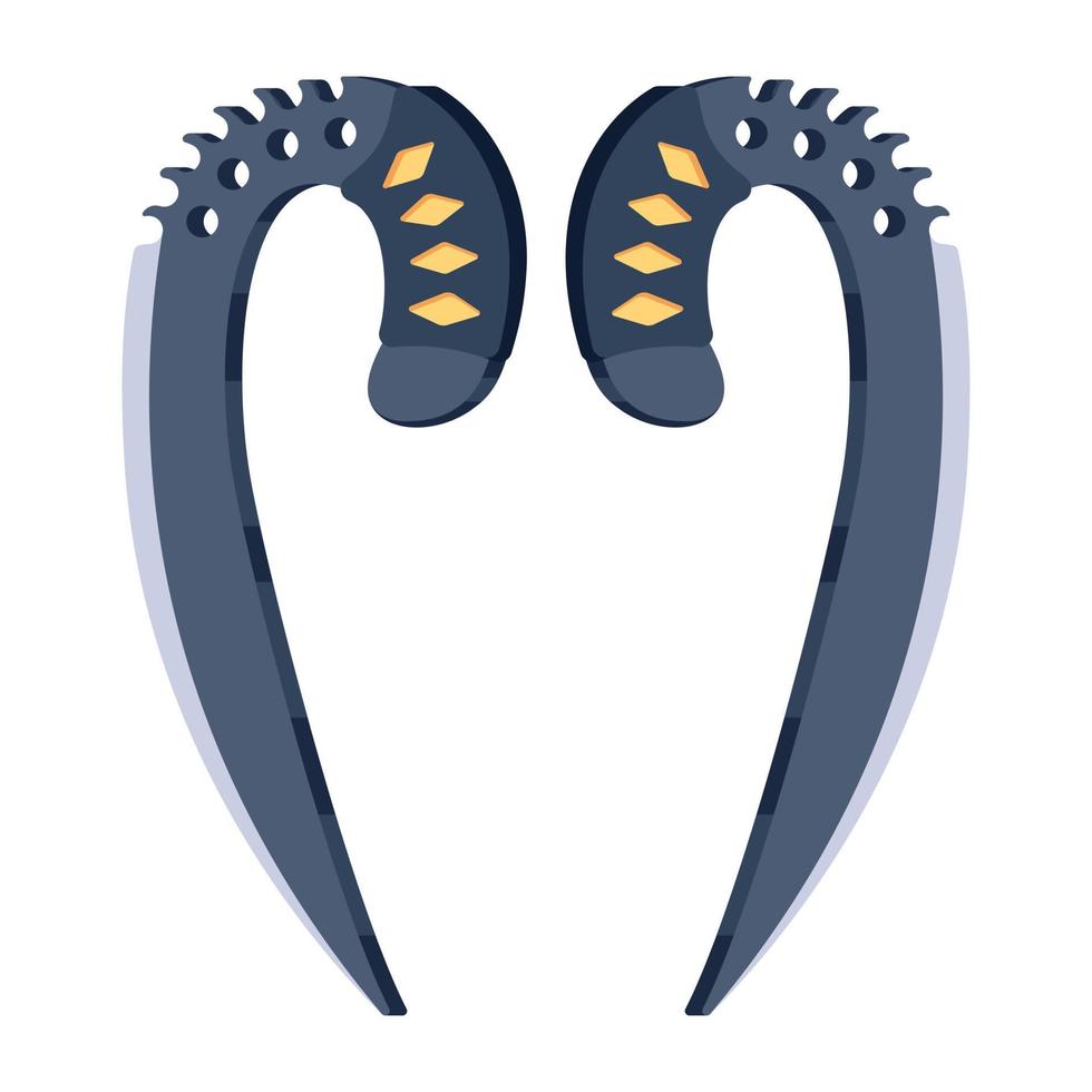Download flat icon of ulaks, ninja fighting tools vector