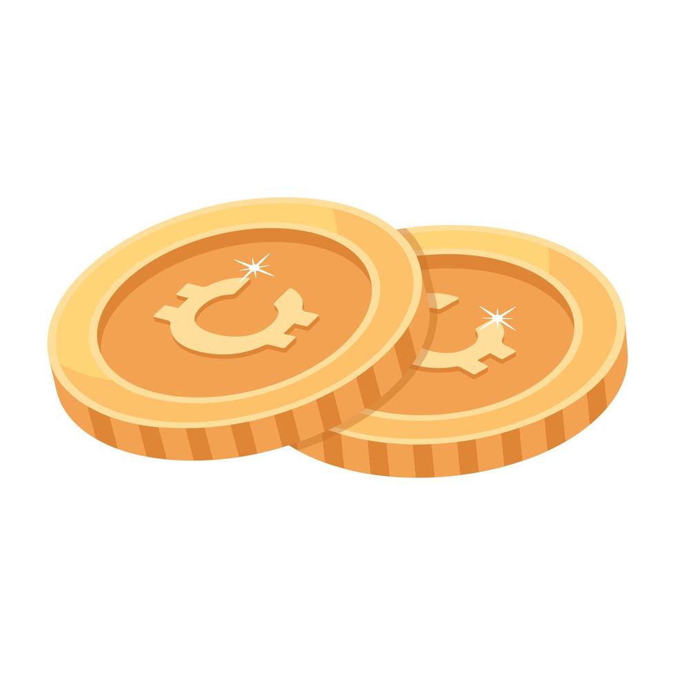 A scalable 2d icon of c coins vector