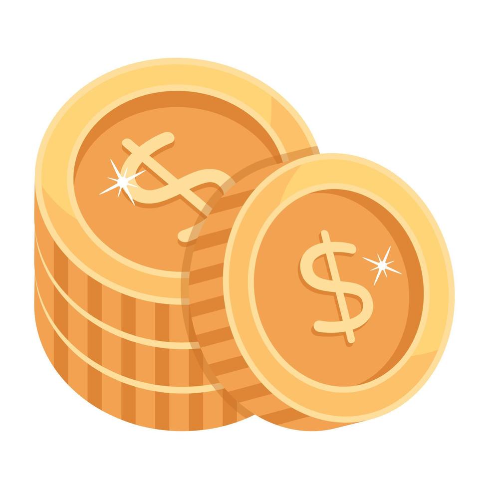 Check out 2d icon of coins stack vector