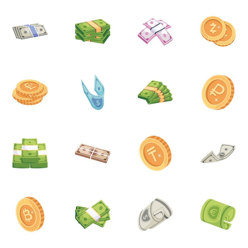 Collection of Money 2D Icons vector