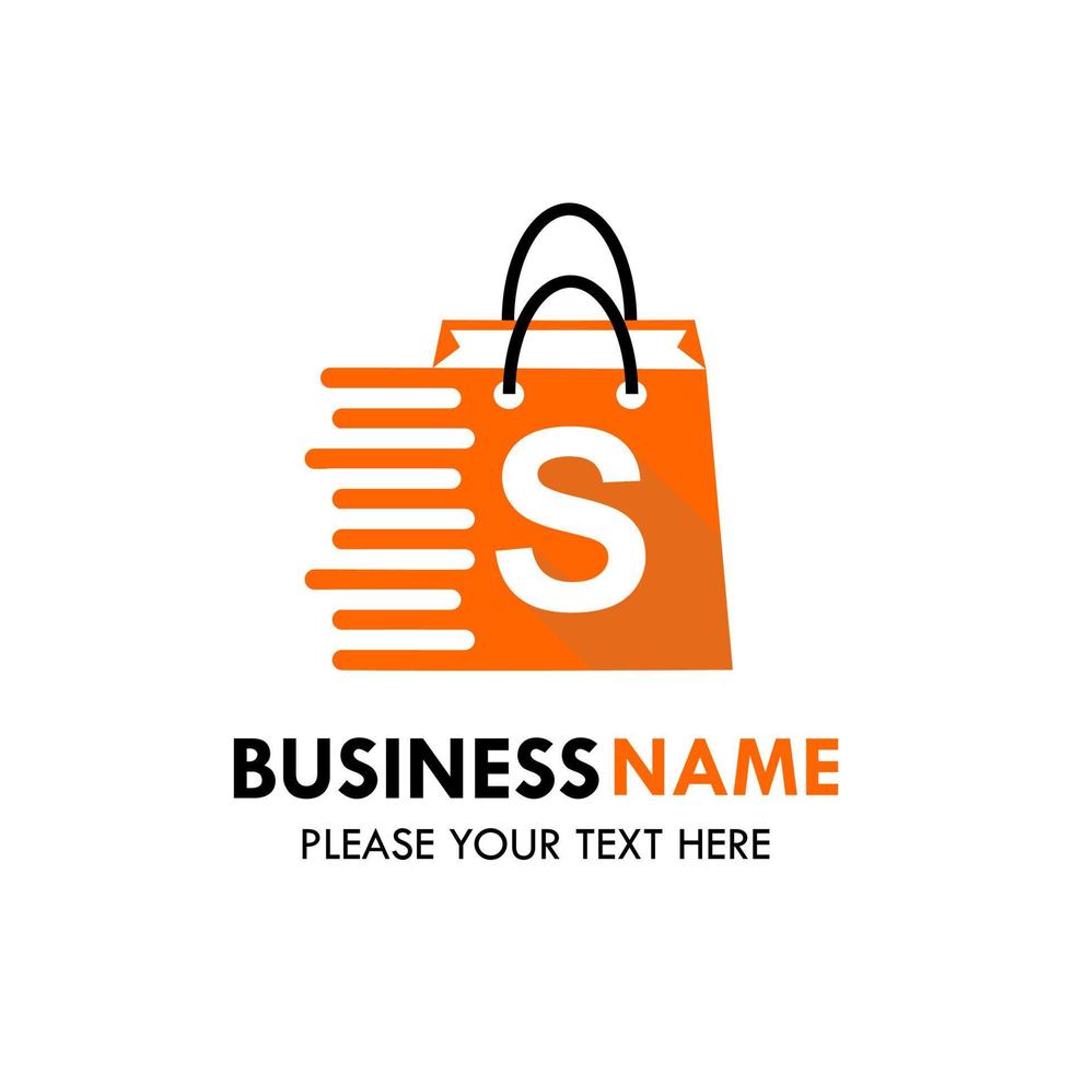Shop bag logo design template illustration. There are shop bag and font s vector