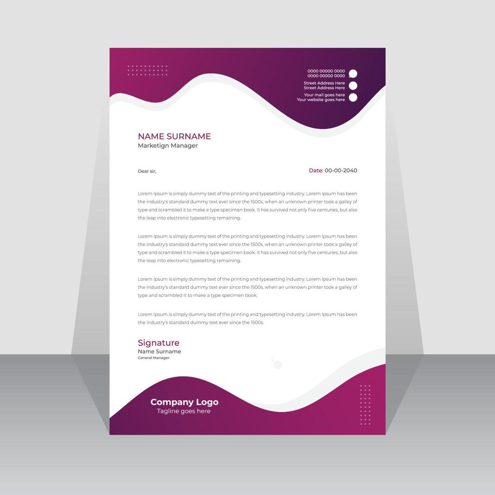 Modern company letterhead design template vector
