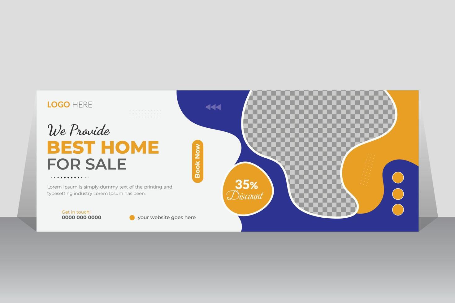 Modern creative real state home for sale social media post or timeline cover page and web ad banner design template vector