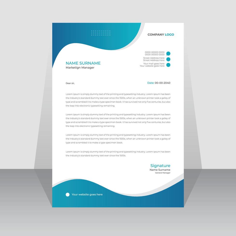 Professional creative business letterhead template design vector