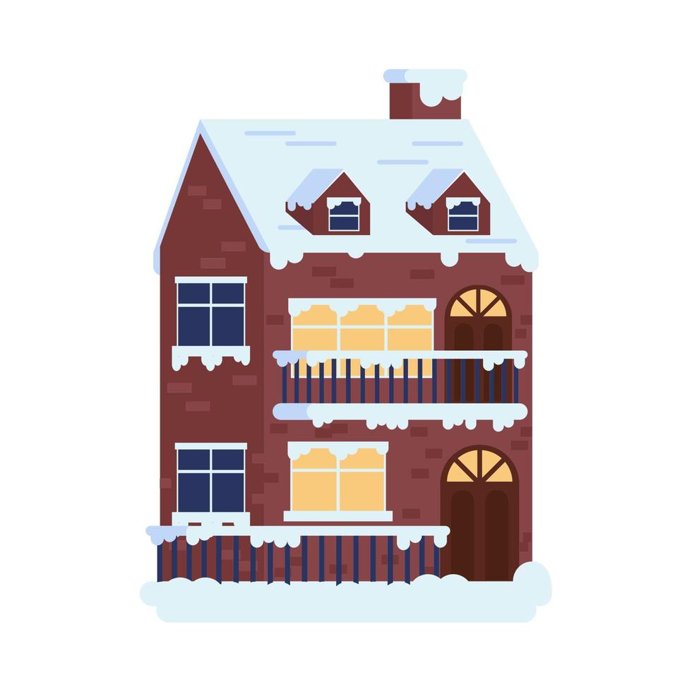 winter cozy house with chimney vector