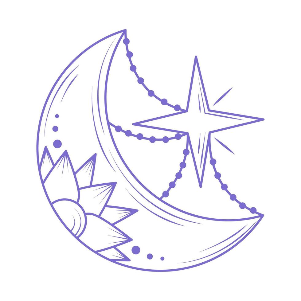 moon and star esoteric vector