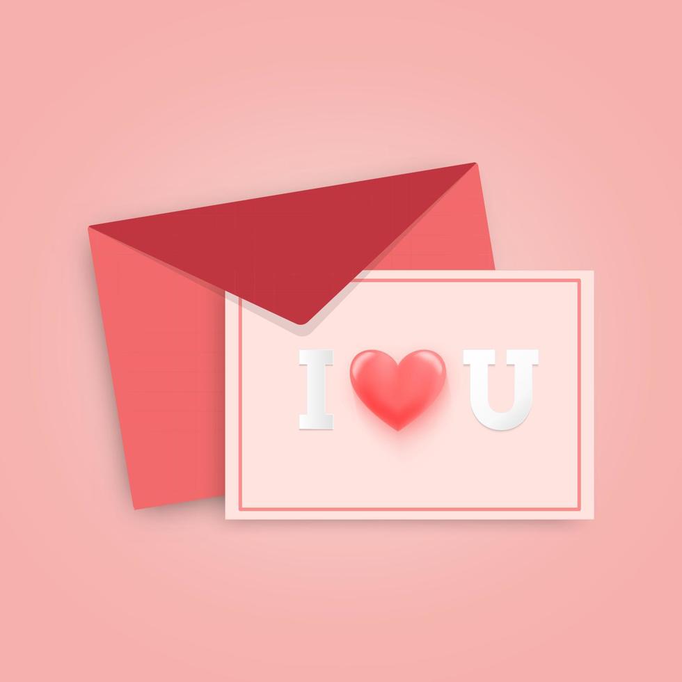 I LOVE YOU-papercut concept. Vector symbols of love for Happy Women's, Mother's, Valentine's Day, and birthday greeting card designs.