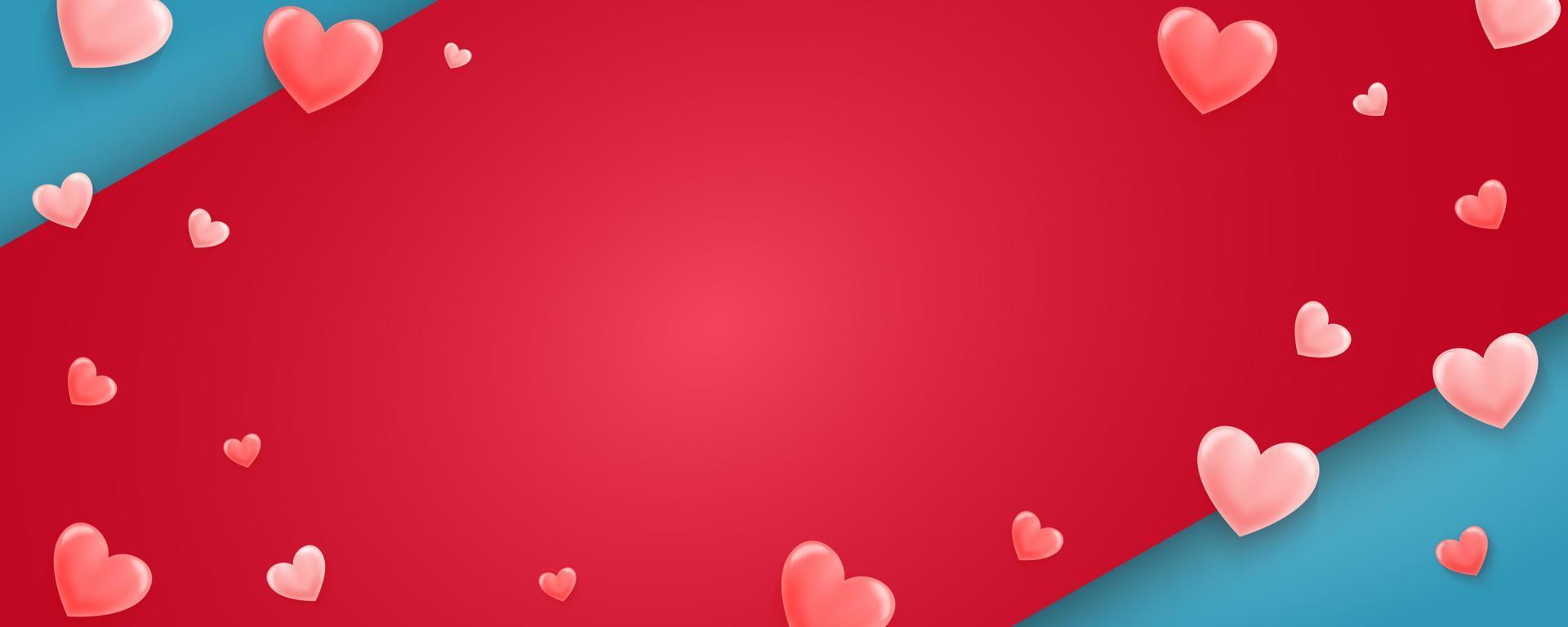 feliz fondo del día de san valentín con un fondo de corazón rosa 3d. símbolos vectoriales de amor por los diseños de tarjetas de felicitación de cumpleaños, día de San Valentín y mujeres felices. vector