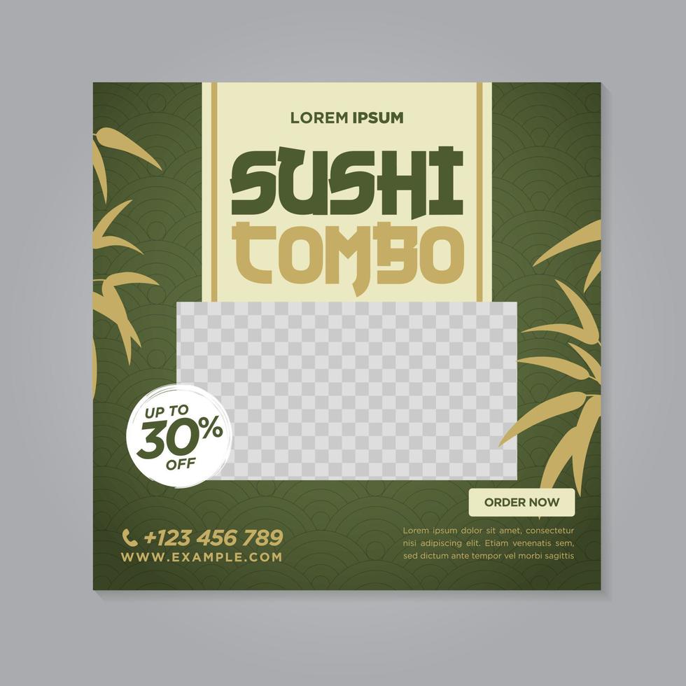 Sushi Restaurant social media banner post design template vector