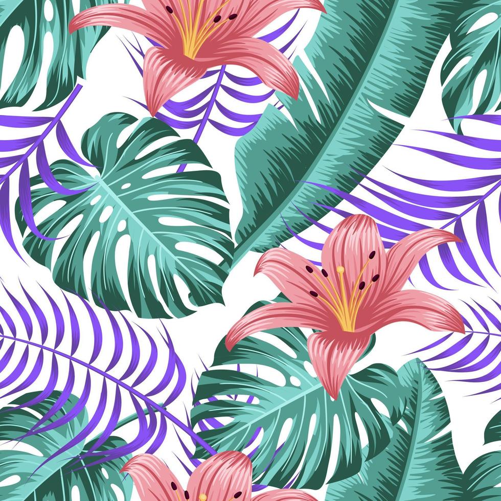 Floral seamless pattern with leaves. tropical background vector