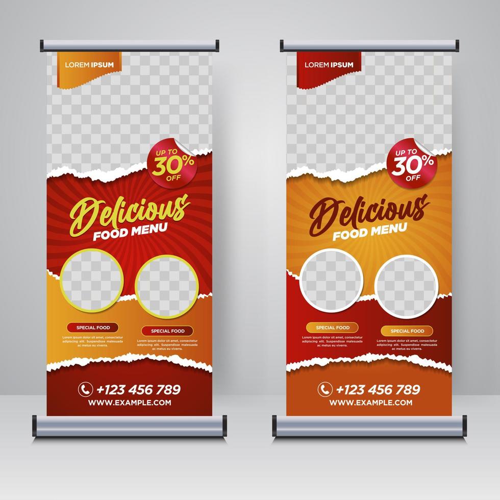 Food and Restaurant roll up banner design template vector