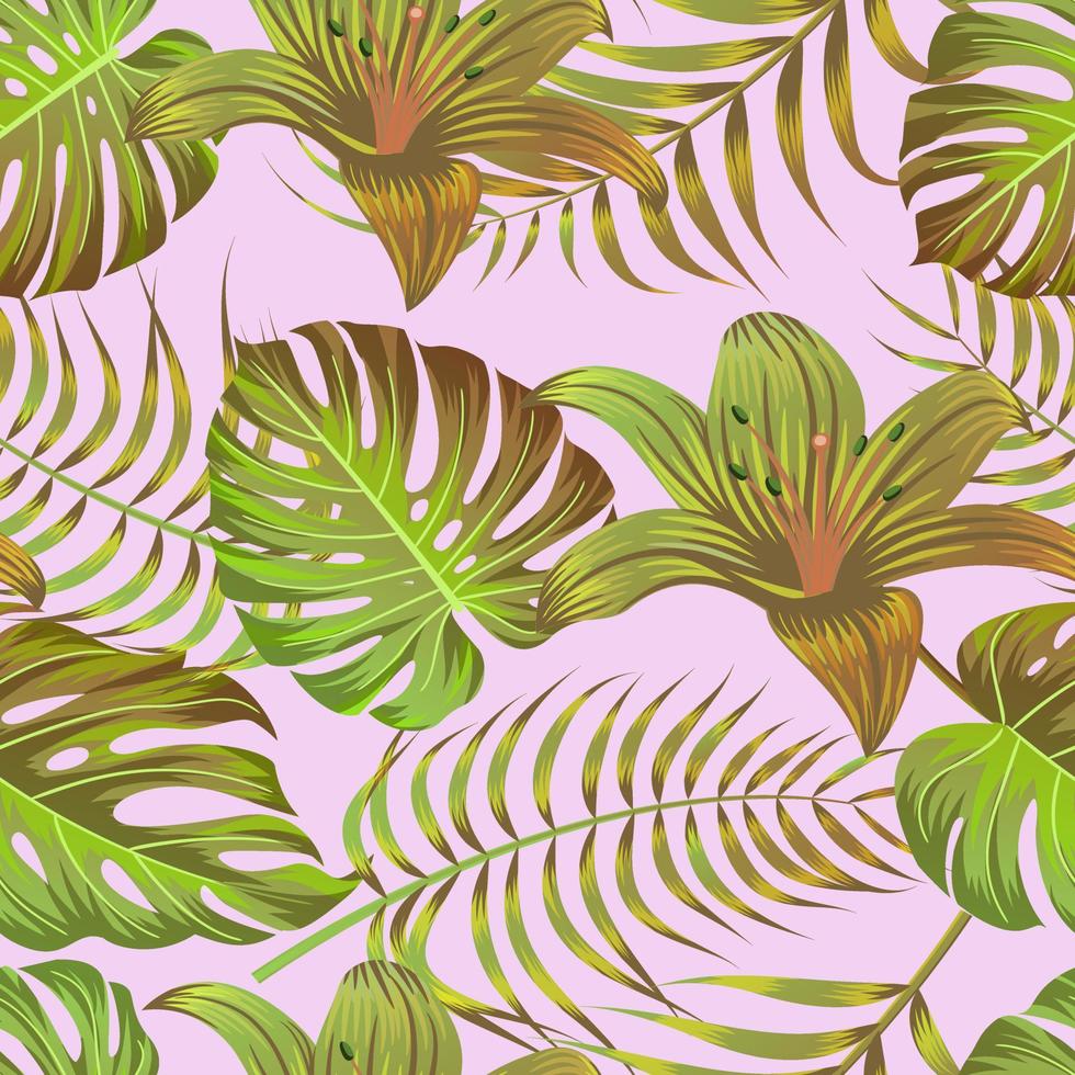 Floral seamless pattern with leaves. tropical background vector