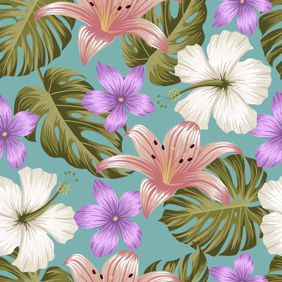 Floral seamless pattern with leaves. tropical background vector