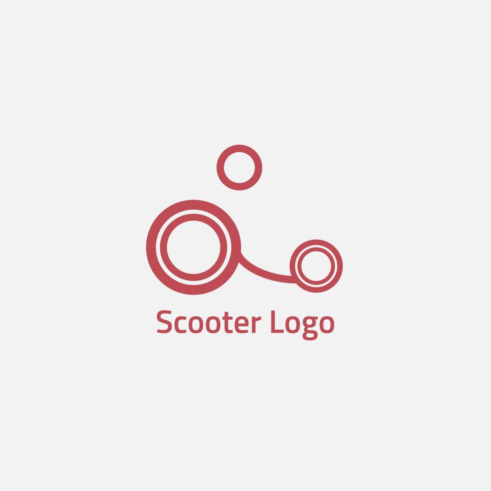 Red scooter logo composed of circles and lines. vector
