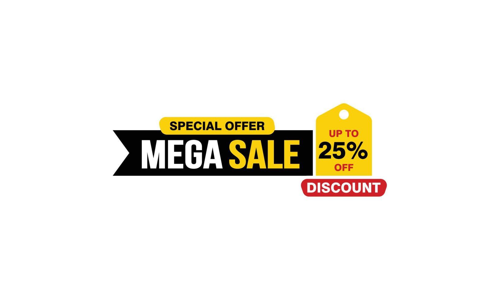 25 Percent MEGA SALE offer, clearance, promotion banner layout with sticker style. vector