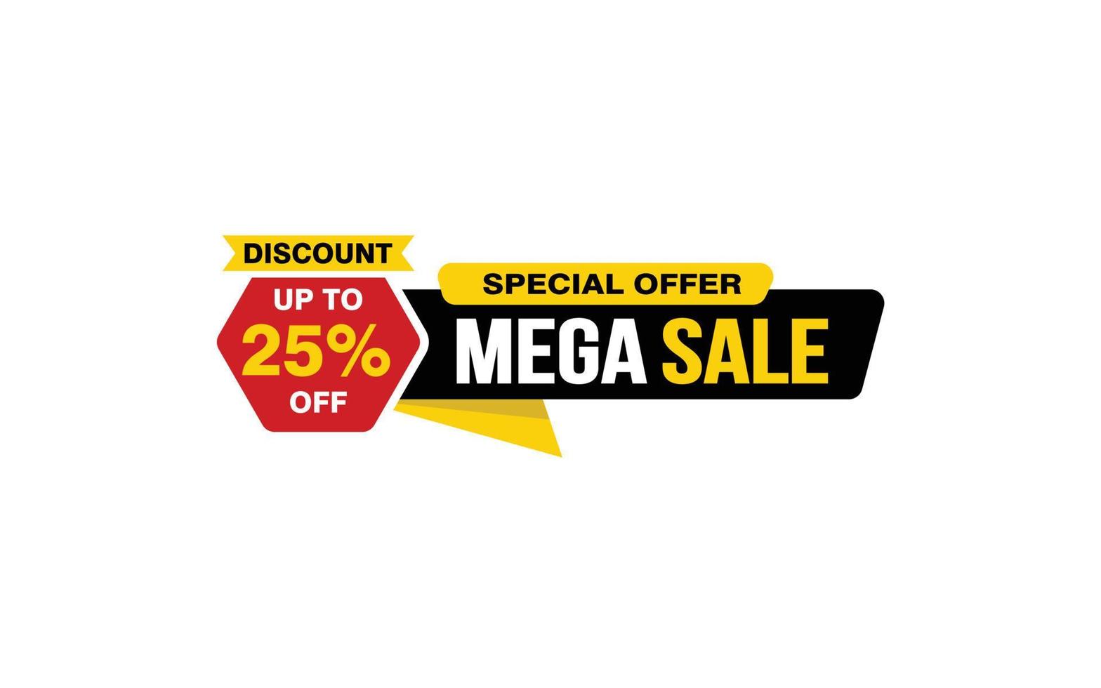 25 Percent MEGA SALE offer, clearance, promotion banner layout with sticker style. vector