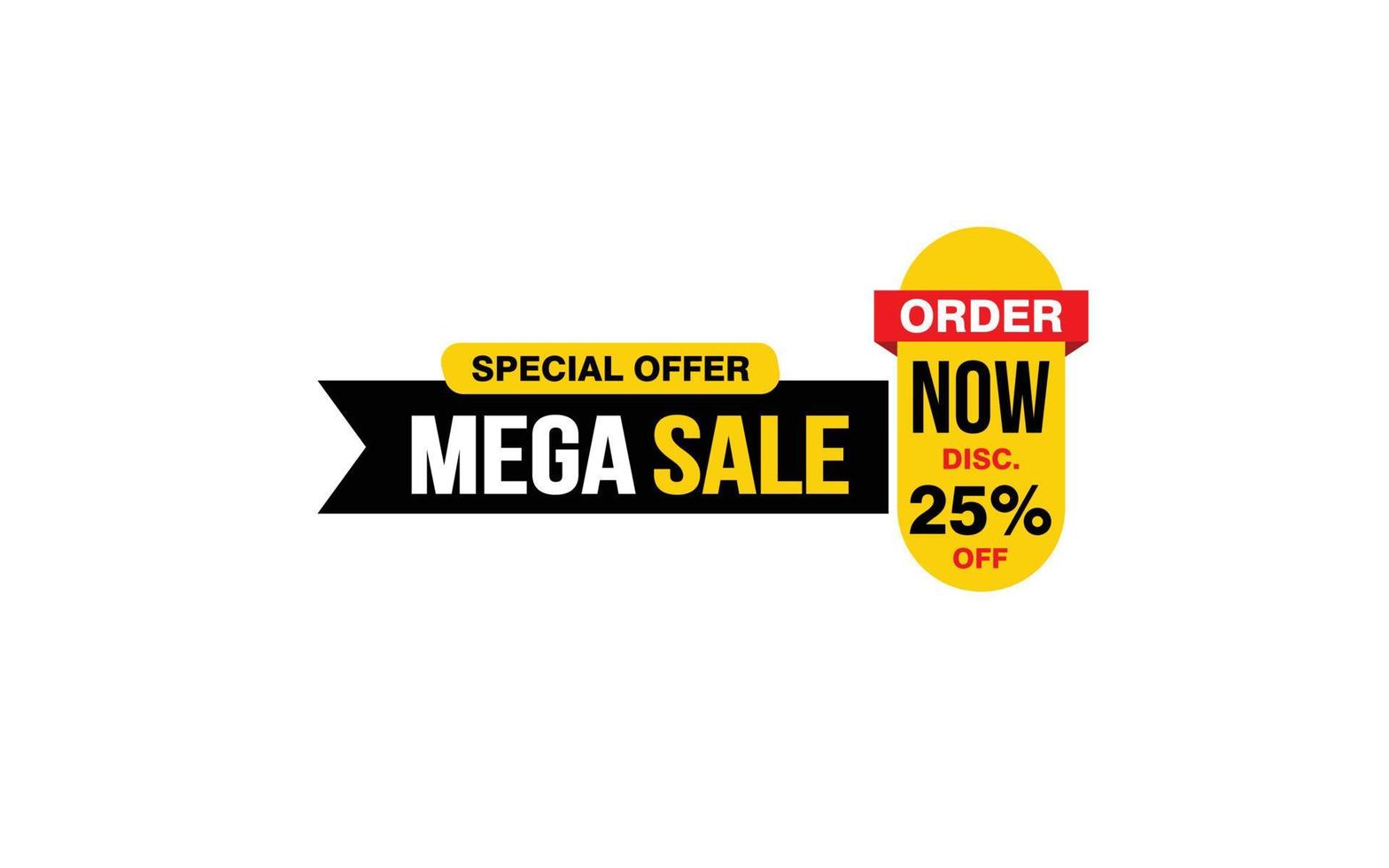 25 Percent MEGA SALE offer, clearance, promotion banner layout with sticker style. vector