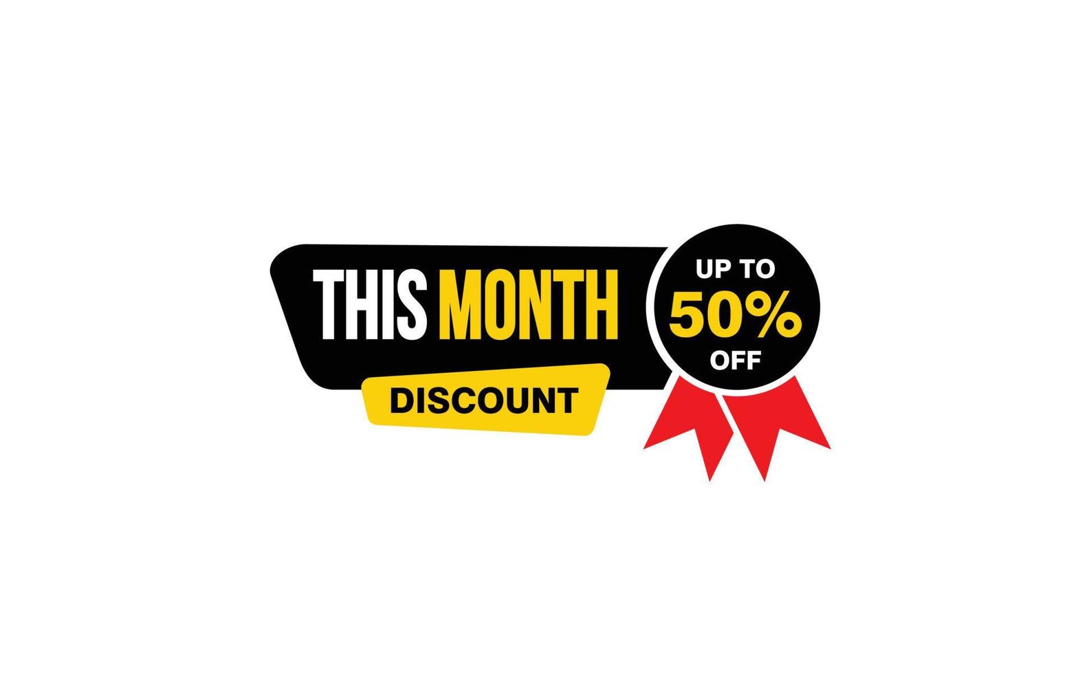 50 Percent THIS MONTH offer, clearance, promotion banner layout with sticker style. vector