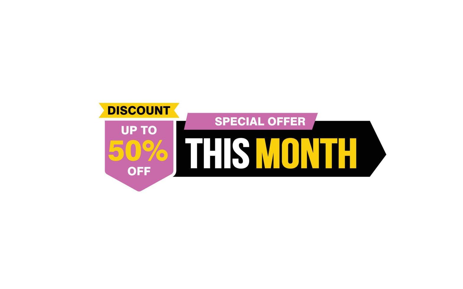 50 Percent THIS MONTH offer, clearance, promotion banner layout with sticker style. vector