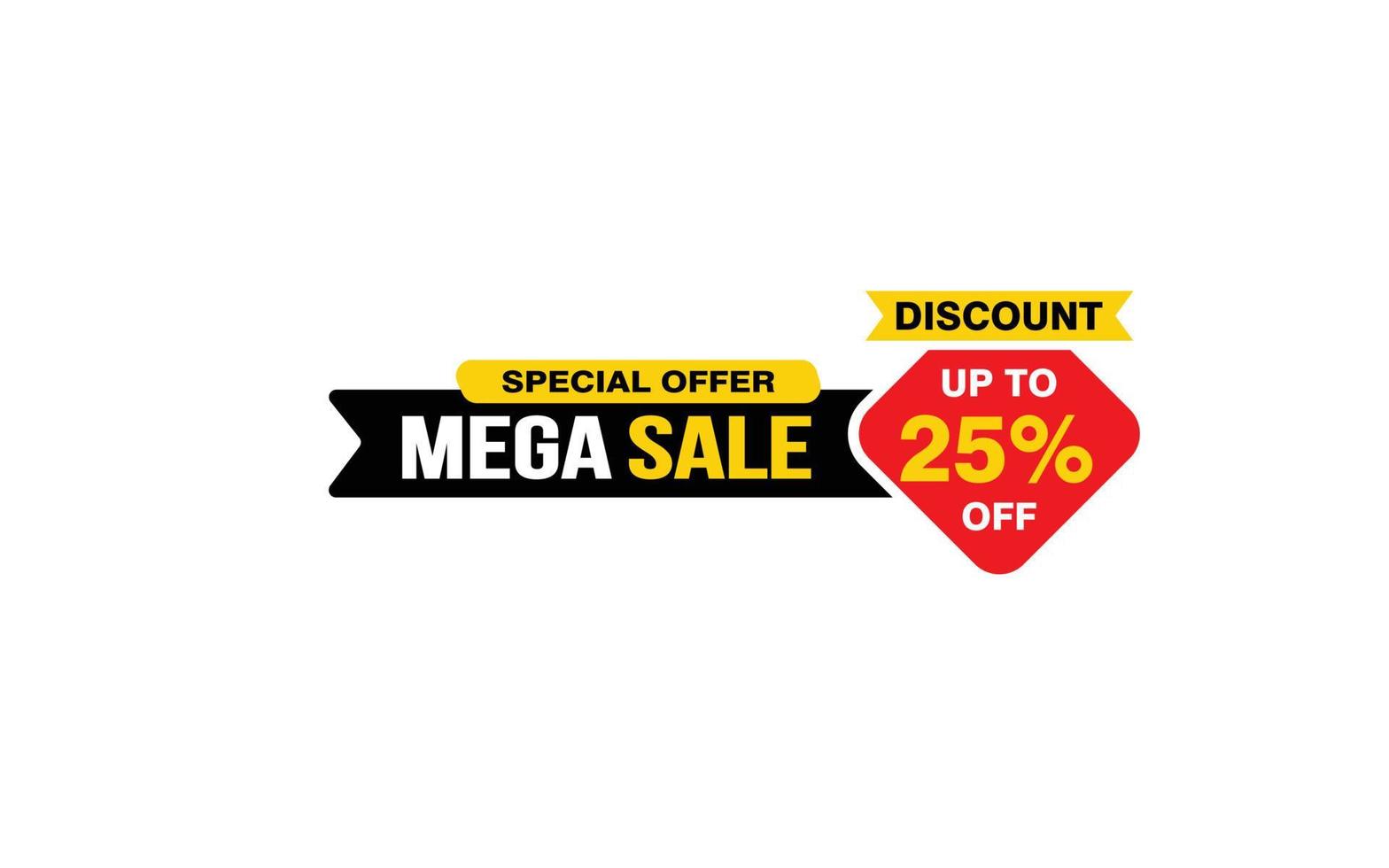 25 Percent MEGA SALE offer, clearance, promotion banner layout with sticker style. vector