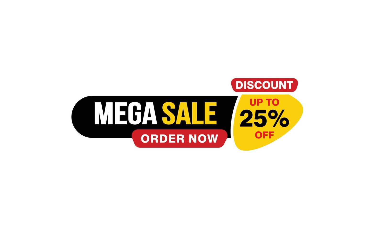 25 Percent MEGA SALE offer, clearance, promotion banner layout with sticker style. vector