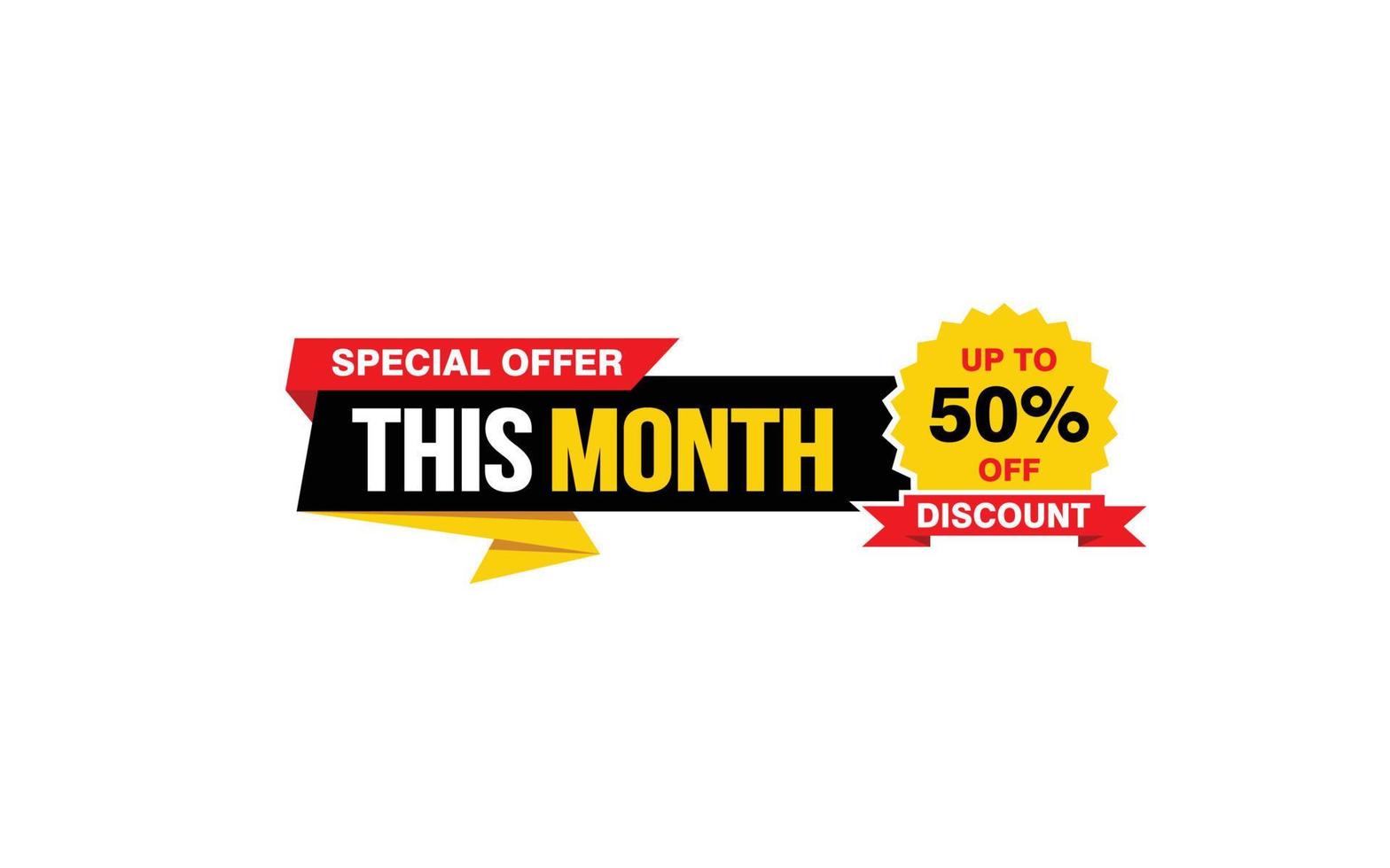 50 Percent THIS MONTH offer, clearance, promotion banner layout with sticker style. vector