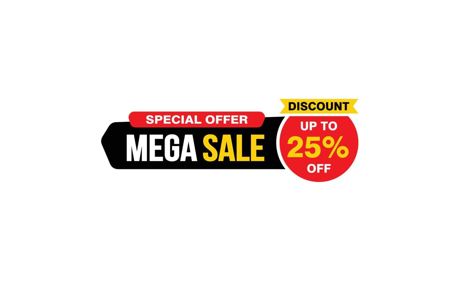 25 Percent MEGA SALE offer, clearance, promotion banner layout with sticker style. vector