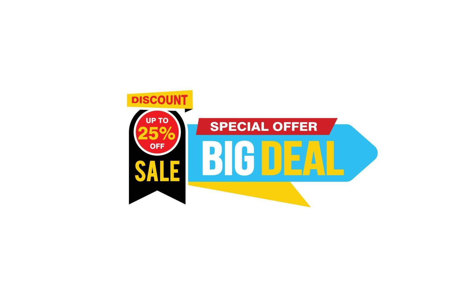 25 Percent BIG DEAL offer, clearance, promotion banner layout with sticker style. vector