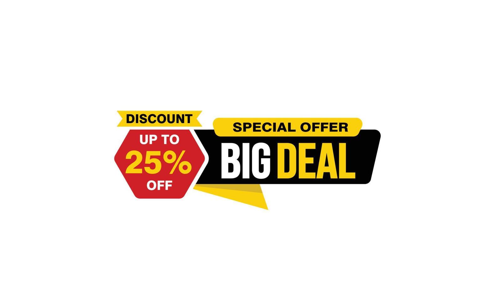 25 Percent BIG DEAL offer, clearance, promotion banner layout with sticker style. vector