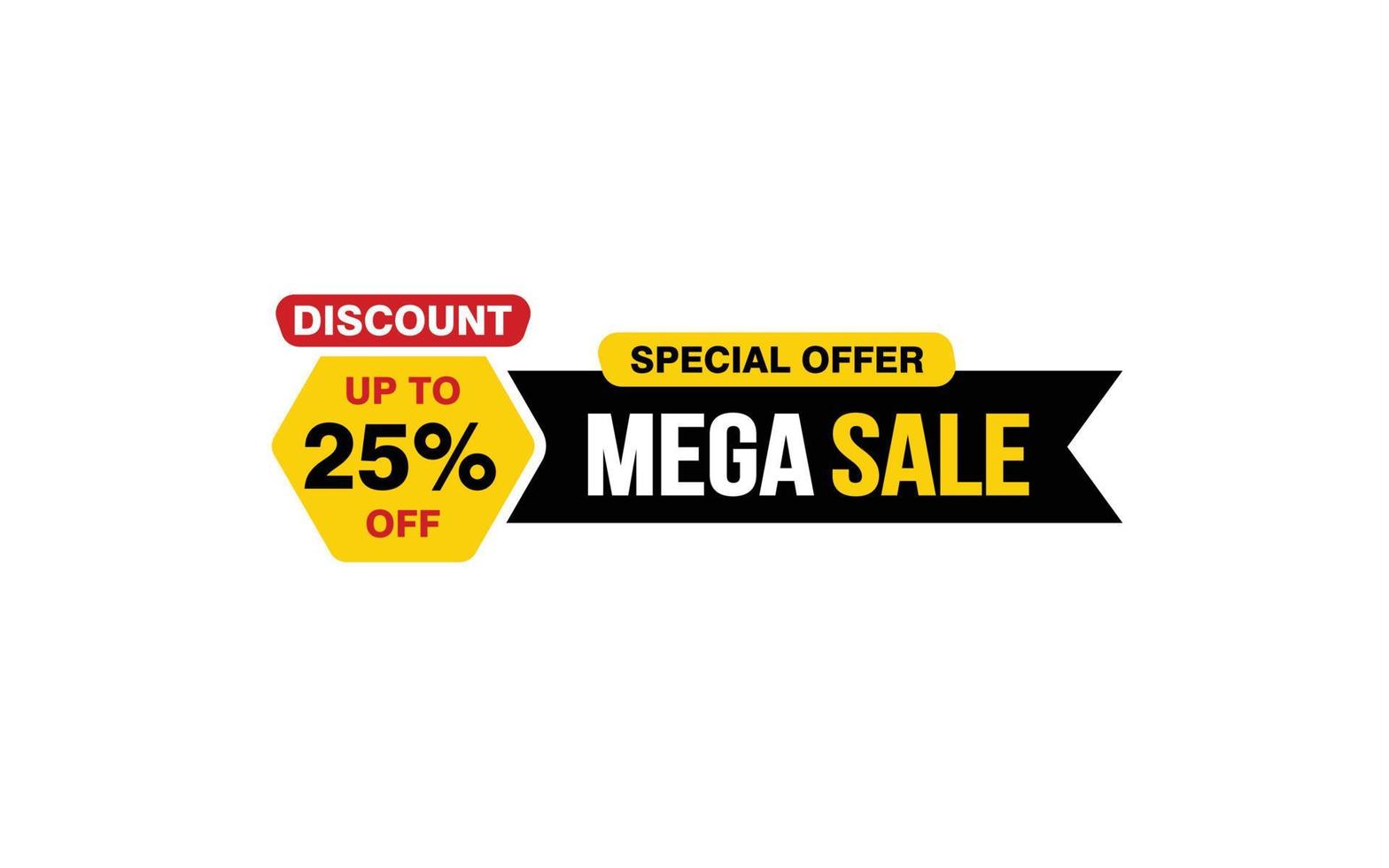 25 Percent MEGA SALE offer, clearance, promotion banner layout with sticker style. vector