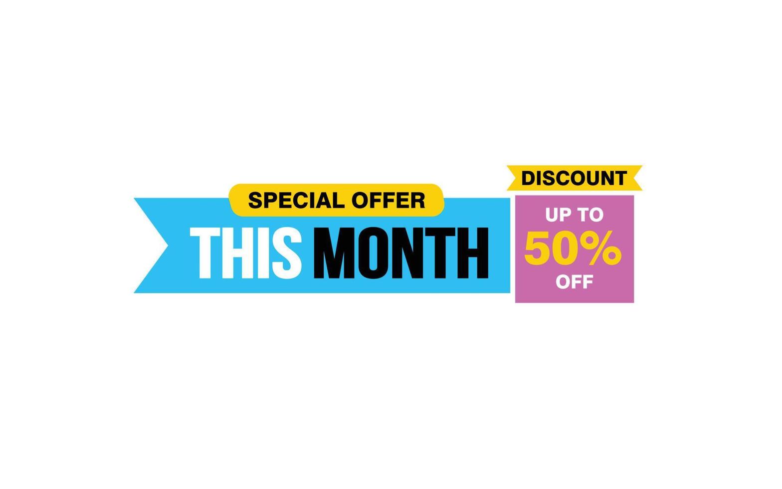 50 Percent THIS MONTH offer, clearance, promotion banner layout with sticker style. vector