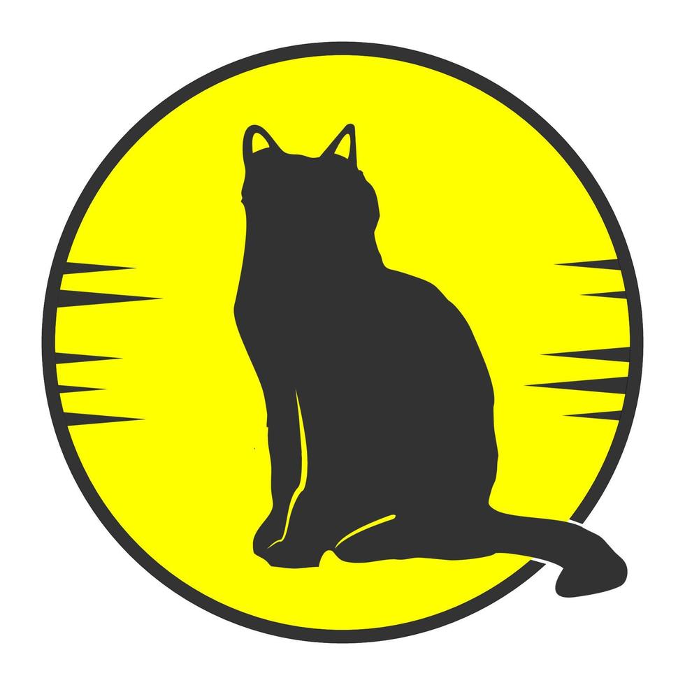 icono de logotipo de gato con vector de fondo amarillo