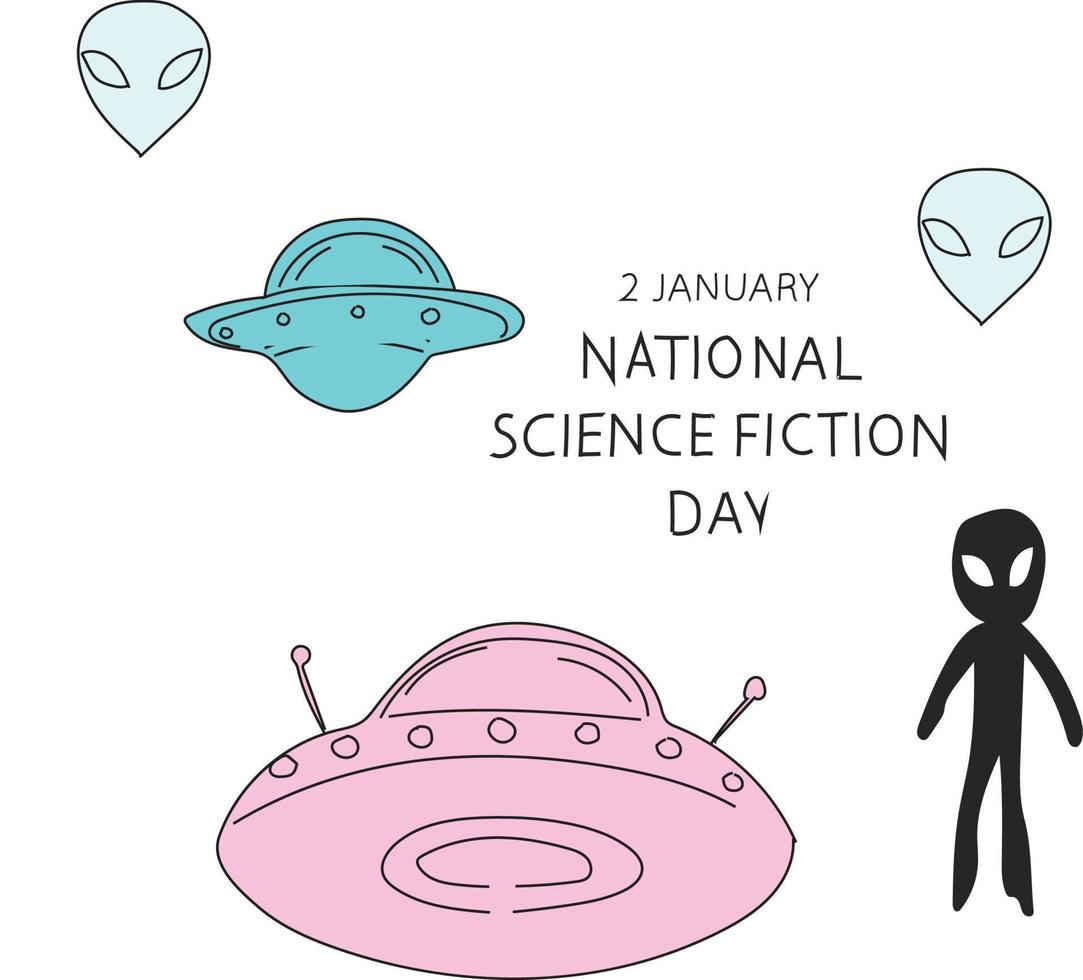 ilustración vectorial el día nacional de la ciencia ficción se celebra cada año el 2 de enero. vector