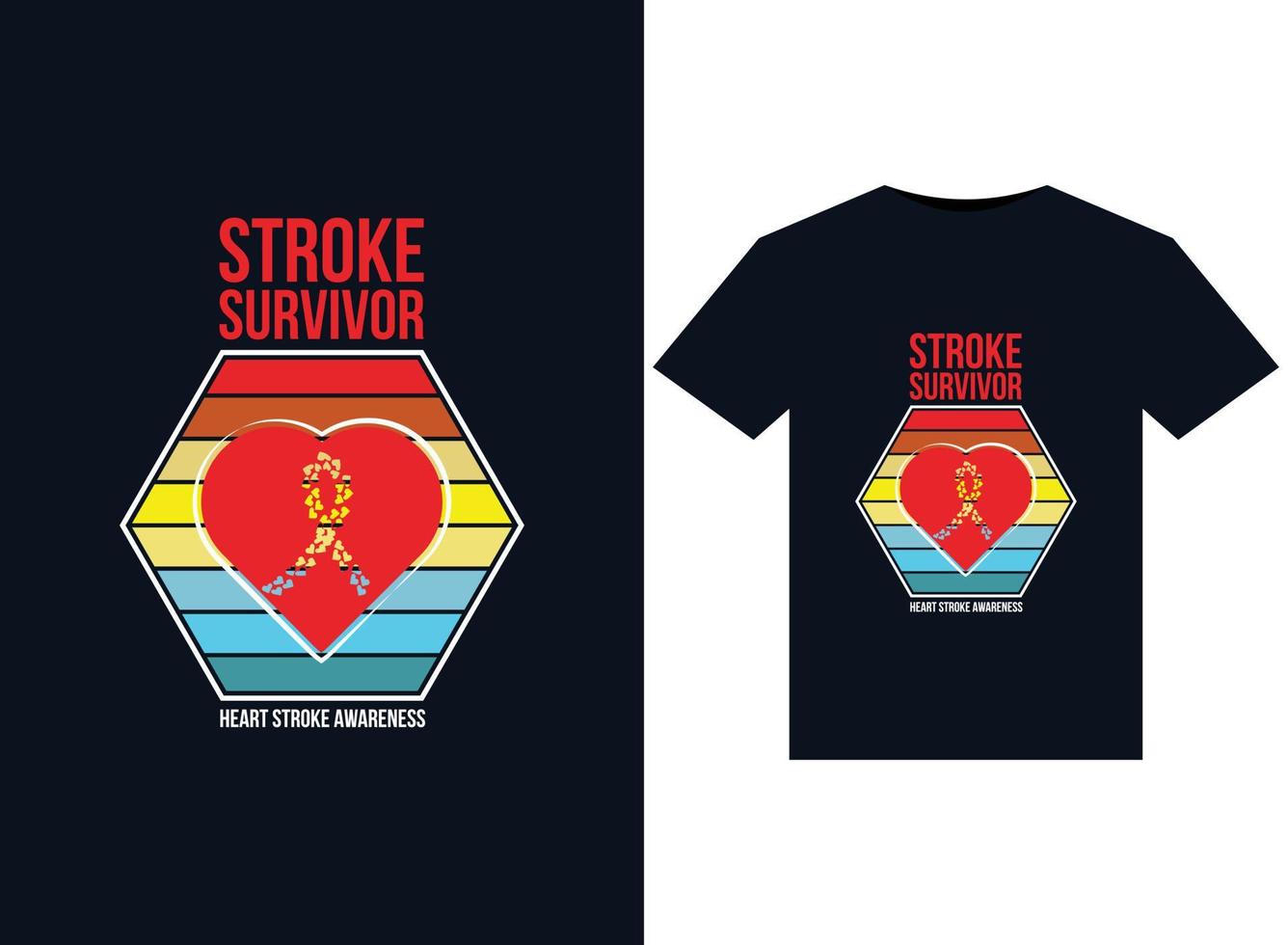 Stroke Survivor Heart Stroke Awareness illustrations for print-ready T-Shirts design vector
