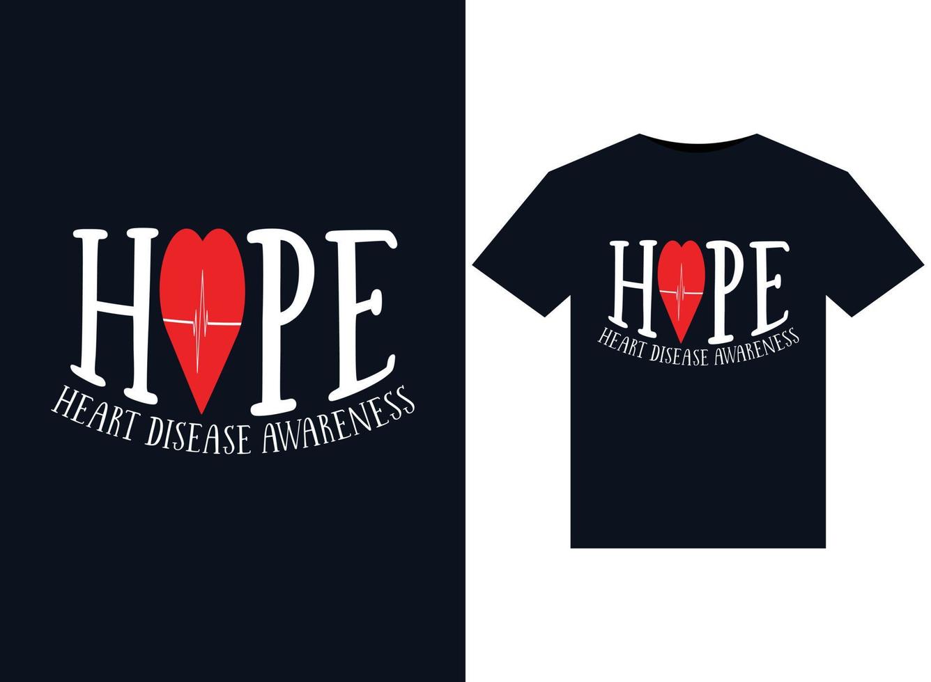 Hope Heart Disease Awareness illustrations for print-ready T-Shirts design vector
