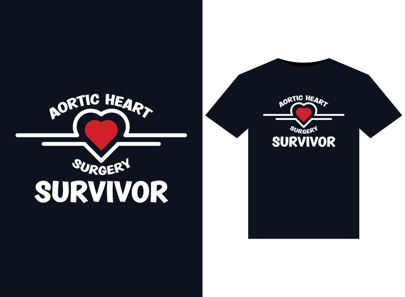 Aortic Heart Surgery Survivor illustrations for print-ready T-Shirts design vector